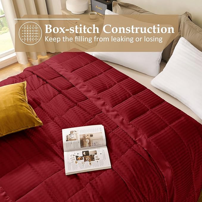 downluxe King Size Blanket with Satin Trim, Lightweight Down Alternative King Blanket for All Season, Machine Washable (Red, 108 x 90 Inch)