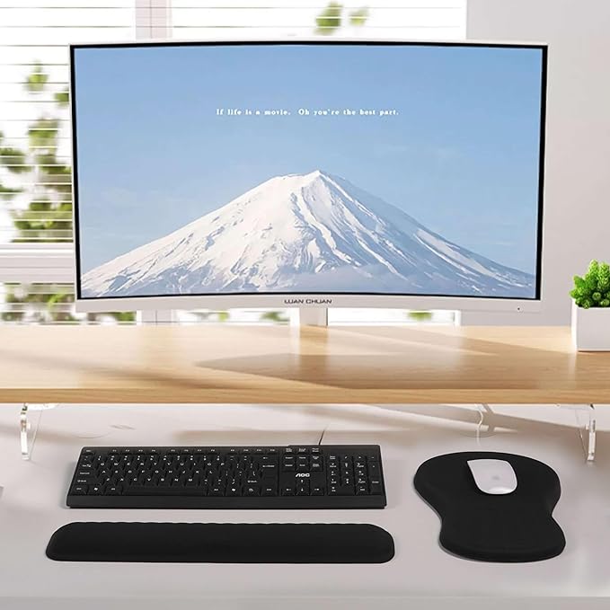 MEKASS Ergonomic Mouse Pad and Keyboard Wrist Rest Set, Super Soft Memory Foam Desk Wrist Support for Computer Keyboard, Non-Slip Arm Palm Rests Cushion for Typing Gaming Office Laptop (Demon's Eye)