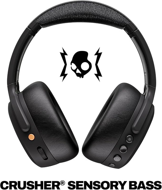 Skullcandy Crusher ANC 2 Over-Ear Noise Canceling Wireless Headphones with Sensory Bass and Charging Cable, 50 Hr Battery, Skull-iQ, Alexa Enabled, Microphone, Works with Bluetooth Devices - Black