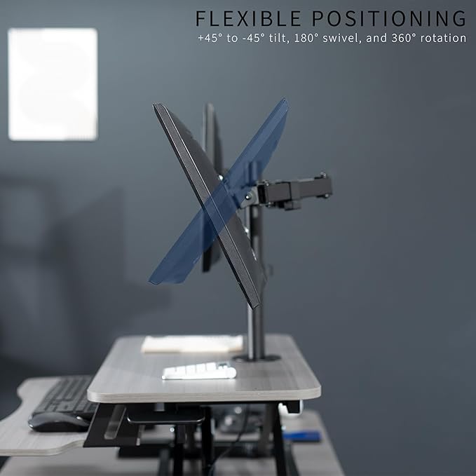 VIVO Height Adjustable 32 inch Standing Desk Converter with Dual 13 to 30 inch Monitor Stand, Sit Stand Monitor Mount and Desk Riser, Gray, DESK-V000K-M2G