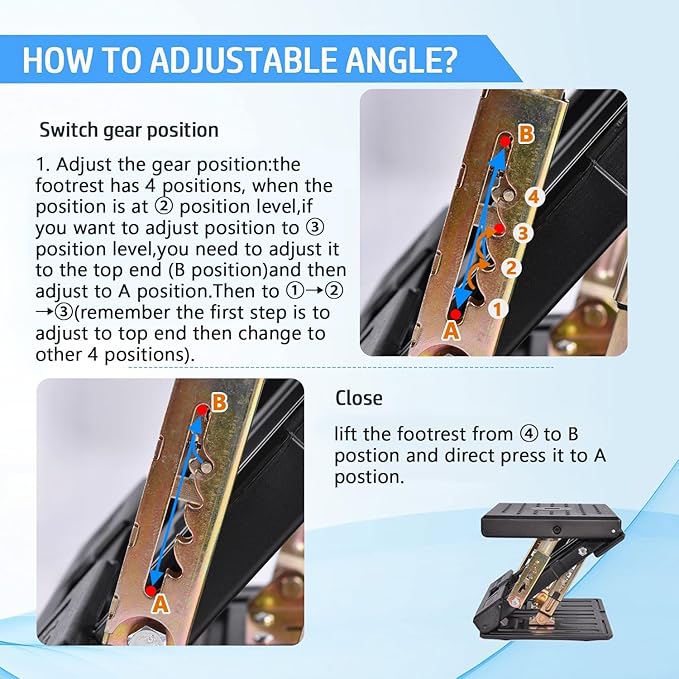 Foot Rest for Under Desk at Work 4-Level Height Adjustable, Ergonomic Foldable Footrest for Office, Gaming,Computer, Soft & Removable Pad Desk Foot Stool Suitable for All Seasons