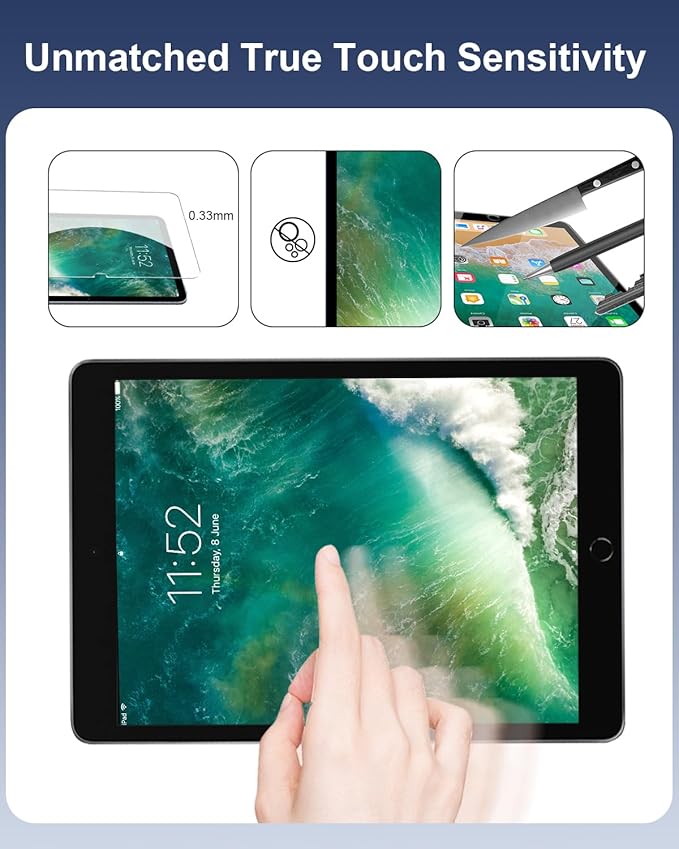 SIBEITU 2 Pack Screen Protector for iPad 6th Generation 9.7 Inch 2018 2017, HD Clear 9H Hardness Tempered Glass Film Compatible with iPad 5th/iPad Air 2/Air 1, Scratch Resistent, Touch Sensitive