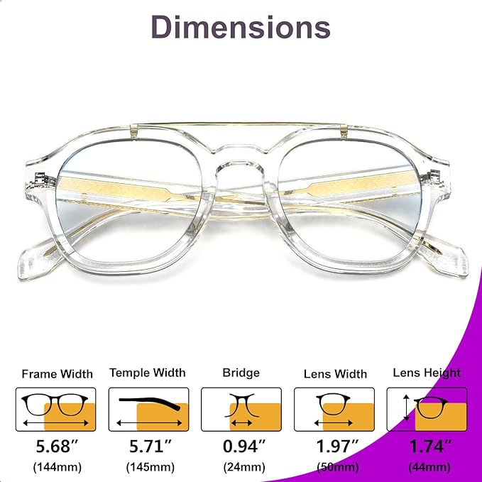 VISOONE Retro Round Anti Eyestrain Metal Medium Eyewear Blue Light Blocking Glasses for Computer Gaming Women Man SANFORD