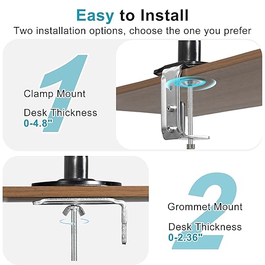 Lyngins Single Monitor Mount, Adjustable Monitor Arm Desk Stand for 15 to 32 inch Screens, VESA Mount with 75x75/100x100 mm, Computer Monitors Gas Arm Holds Up to 19.84 lbs - Black