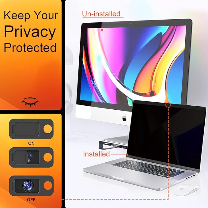 Mamol Privacy Screen MacBook Pro 16 Inch 2019 (A2141), Magnetic Removable Anti Glare Blue Light Filter Privacy Screen Protector with Webcam Cover for 16'' Apple Mac Laptop