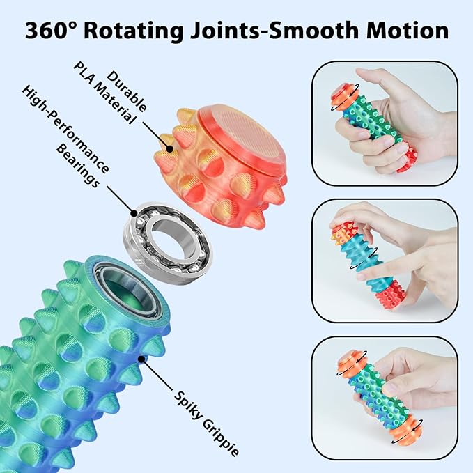 Little Pain Stim Ouchies Fidget Toys for Adults,3D Printed Spiky Pain Stim, Sensory Fidget for Stress & Anxiety Relief, ADHD, Autism,Office Desk Toys, Gifts for Men & Friends (Green Red)