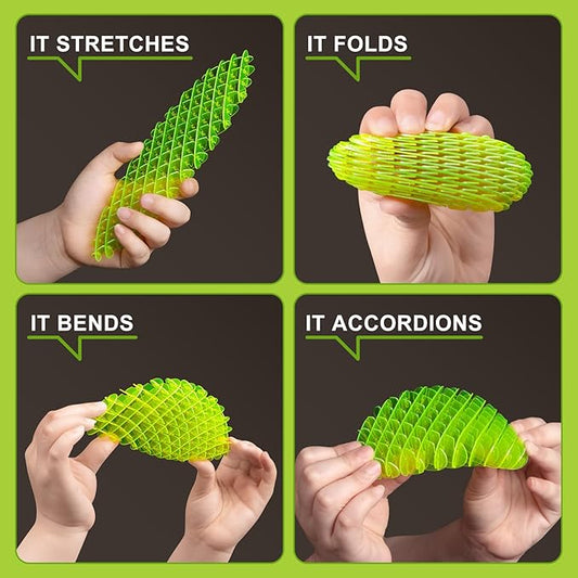 Fidget Worm Toy: Fidget Toys Adults |Fidgets for Kids, Adults | Desk Fidgets for Autism, Anxiety, Stress, ADHD | Calming Toys for Autistic Kids | Quiet Sensory Fidget Toys for Classroom(Green, Small)