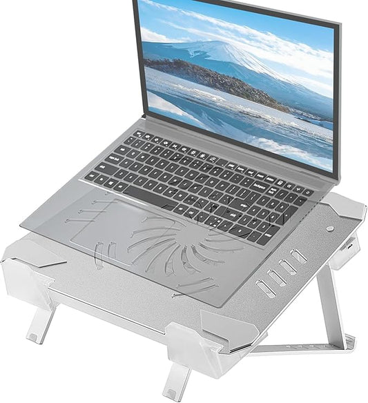 Laptop Cooler LED Light Laptop Stand with fan2 USB Ports, for 14-17inch laptops, Height StandErgonomically Gaming Laptop Cooling pad ，Silver-3