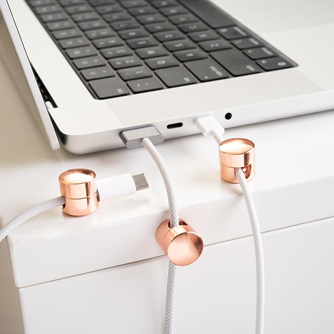 Cable Anchors for Desk Organization | Premium Aluminum Cord Organizers | Charger + Cable Management Clips for Home & Office | Stylish, Sturdy, & Functional | (3 Pack) (Copper)