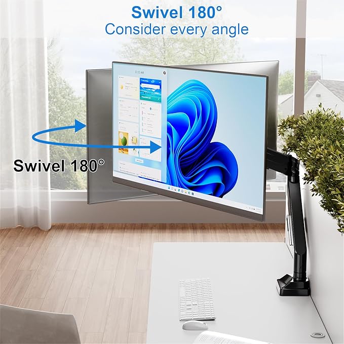 Single Monitor Mount for Max 43", Premium Monitor Arm Hold up 2.2-33lbs Ultrawide Computer Screens, Full Motion Gas Spring Heavy Duty Desk Mount Adjustable VESA Mount 75x75/100x100mm