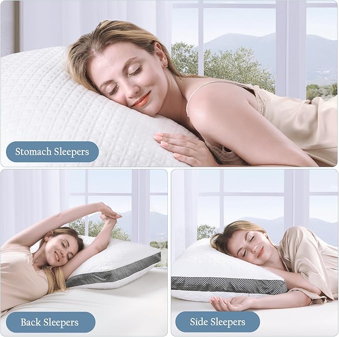 King Size Pillows, Shredded Memory Foam Pillows, Adjustable Bed Pillow for Sleeping, 20"x36"Cooling Tencel Circular Knit Pillows for Side, Back, Stomach Sleepers（Pack of 1）