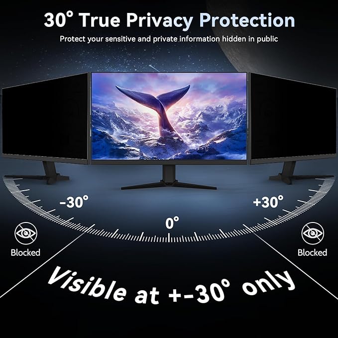 [2024 New] Fully Removable 24 Inch Privacy Screen Filter for 16:9 Widescreen Computer Monitor,Desktop PC,Eye Protection Anti Glare Blue Light Filter Privacy Shield,Anti Spy Screen Protector Film 24 In