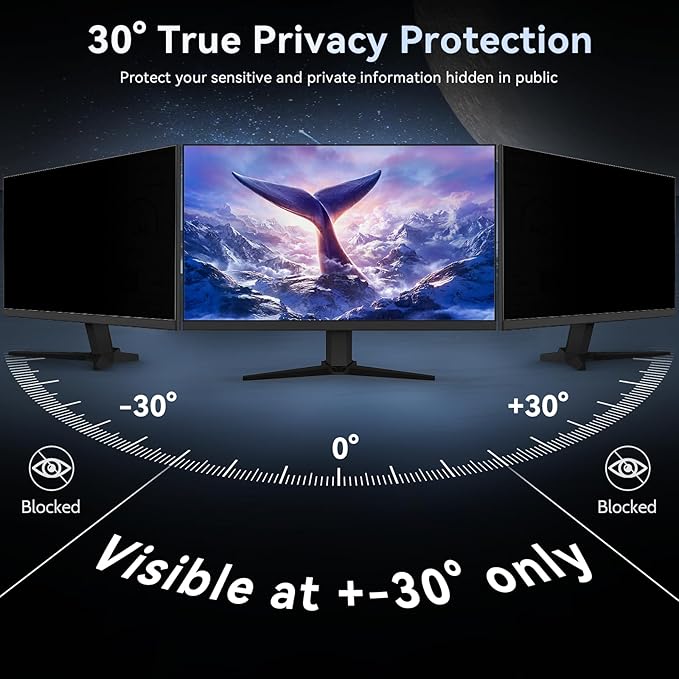 [2 Pack] Computer Privacy Screen 28 Inch for 16:9 Widescreen Monitor, Removable Eye Protection Anti Glare Blue Light Filter, Anti Scratch Computer Monitor Privacy Shield 28 In