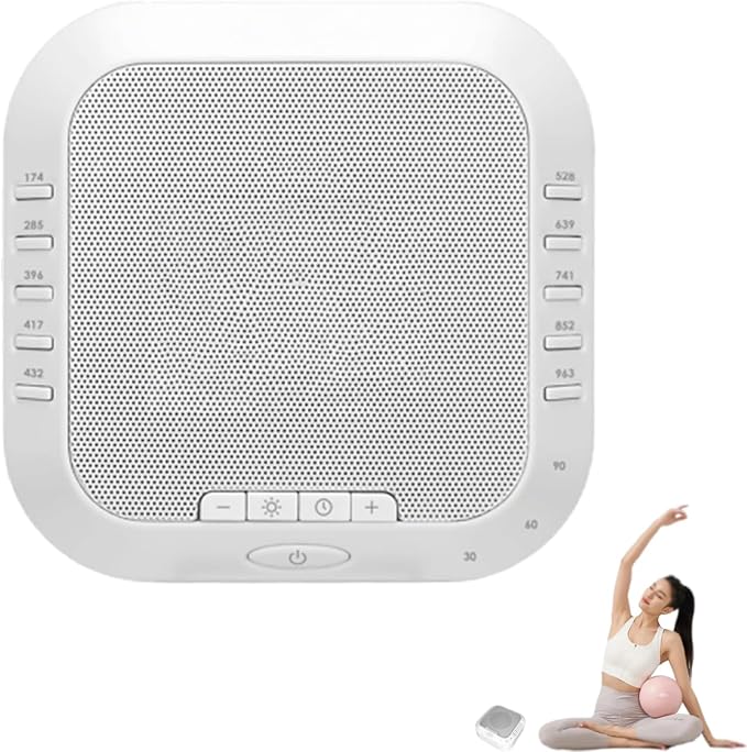 Ora Sound Machine Solfeggio Frequencies,White Noise Sound Machine,10 Soothing Sounds 3 Colors Night Light for Meditation,Sleeping,Yoga,3 Timer Modes (White, 10.9X10.5cm)