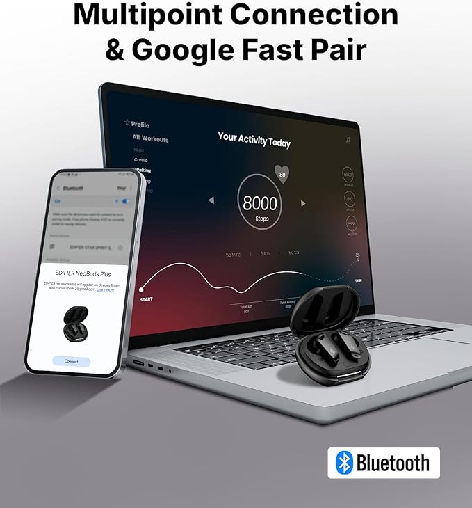 Edifier NeoBuds Plus -48dB Active Noise Cancelling Earbuds, Balanced Armature and 10mm Dynamic Driver, Hi-Res Sound, LHDC, LDAC, AI Clear Calls with 6 Mics, Wireless Charging, Bluetooth 5.4 - Black