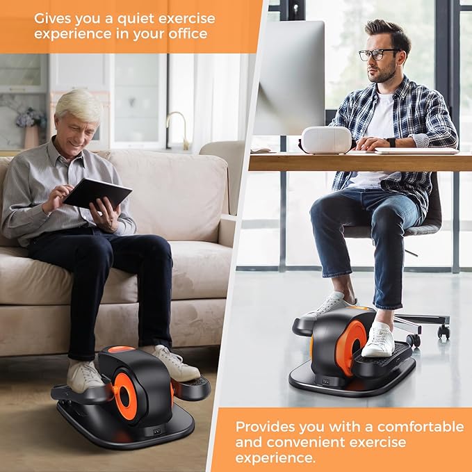 Under Desk Elliptical Machine, 2-in-1 Electric Ellipse Leg Exerciser for Seniors, Quiet & Compact Pedal Exerciser with Remote, 12 Speed Elliptical Exercise Machine for Home Office