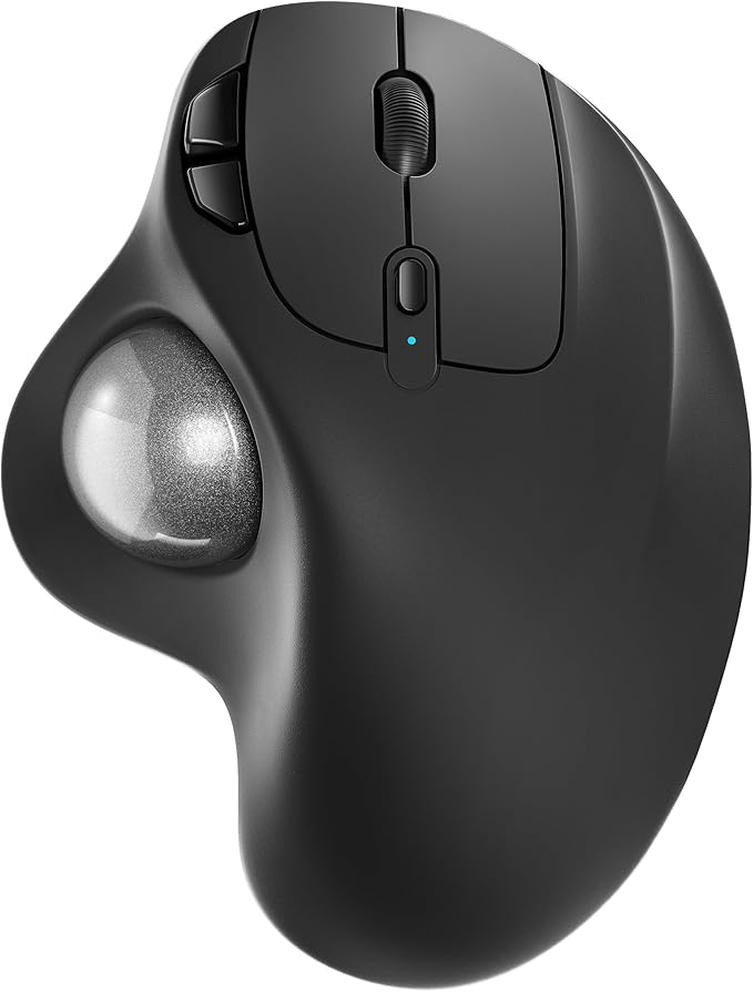 Nulea M501 Wireless Trackball Mouse, Rechargeable Ergonomic, Easy Thumb Control, Precise & Smooth Tracking, 3 Device Connection (Bluetooth or USB Receiver), Compatible for PC, Laptop, Mac, Windows.