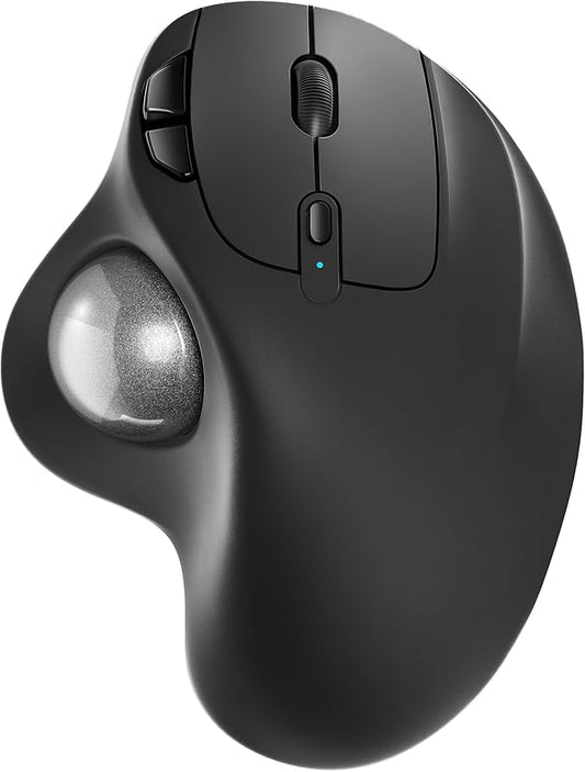 Nulea M501 Wireless Trackball Mouse, Rechargeable Ergonomic, Easy Thumb Control, Precise & Smooth Tracking, 3 Device Connection (Bluetooth or USB Receiver), Compatible for PC, Laptop, Mac, Windows.