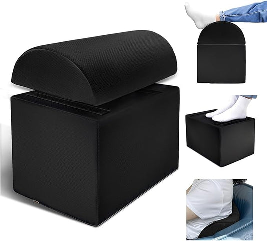 Ergonomic Adjustable Height Foot Rest for Under Desk Office & Home Comfortable Footrest with Breathable & Washable Mesh Cover Non-Slip Base Two-Layer Design