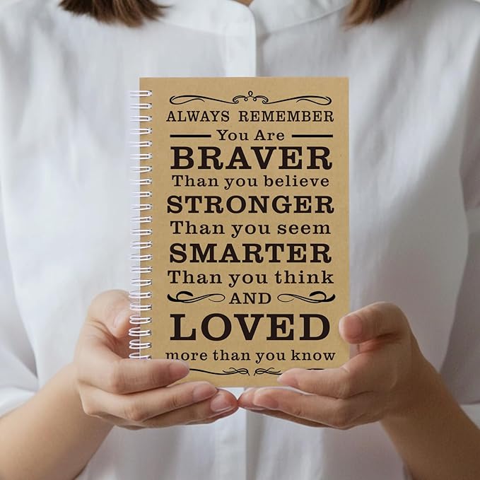 4Pcs A5 Spiral Notebook,Inspirational Journal,Motivational Journal for Women Men,100 Pages Lined Spiral Journal Notebook College Ruled Daily Diary for School,Travel,Business,Work (4Pcs Always-Brown)