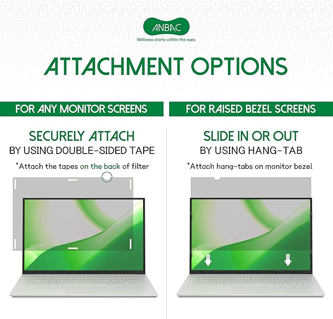 15.6 Inch Laptop Privacy Screen Shield for 16:9 Wide Display - Anti Glare Computer Privacy Screen Cover | Blue Light Blocking Screen Protector | Scratch Resistant UV Filter | Attachment Type