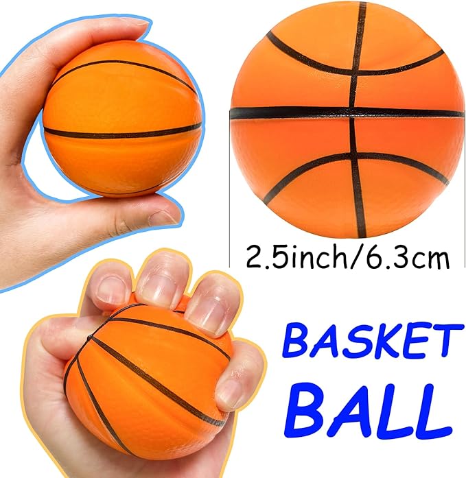 30PCS Large 2.5inch Squeeze Basketball Ball,Stress Sports Ball,Mini Foam Balls Anxiety Stress Relief for Basketball Party Favor Decoration Sports Theme Game Kids Prizes