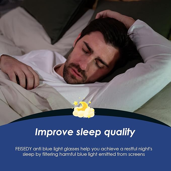 FEISEDY Fitover Blue Light Glasses Computer Gaming Eyeglasses for Better Sleep Anti Glare Nighttime Eye Wear B1228