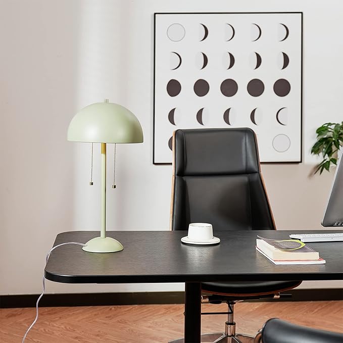 GLOBE Novogratz x Electric 65850 Haydel 21" 2-Light Table Lamp, Sage Green, Double On/Off Pull Chain