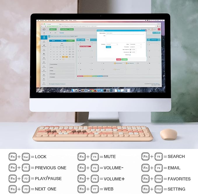 MOFii Wireless Computer Keyboard and Mouse Set, Colorful Full Size Keyboard with Number Pad and Silent Mouse for PC Desktop Windows (Milk Tea)