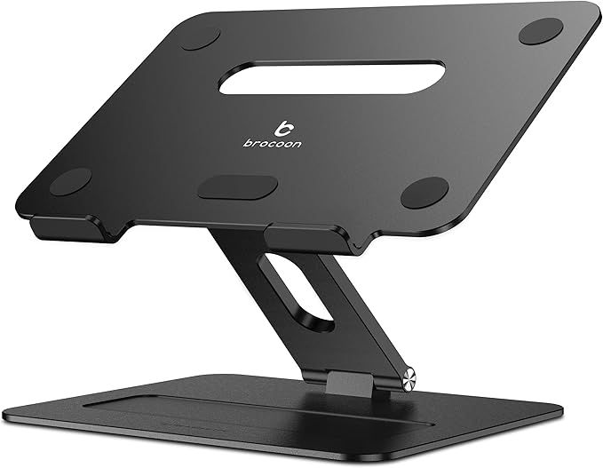 Laptop Stand | Adjustable Ergonomic Riser for Desk, Aluminum Computer Holder with Heat Vent, Fits 10–17" Laptops, Dark Black