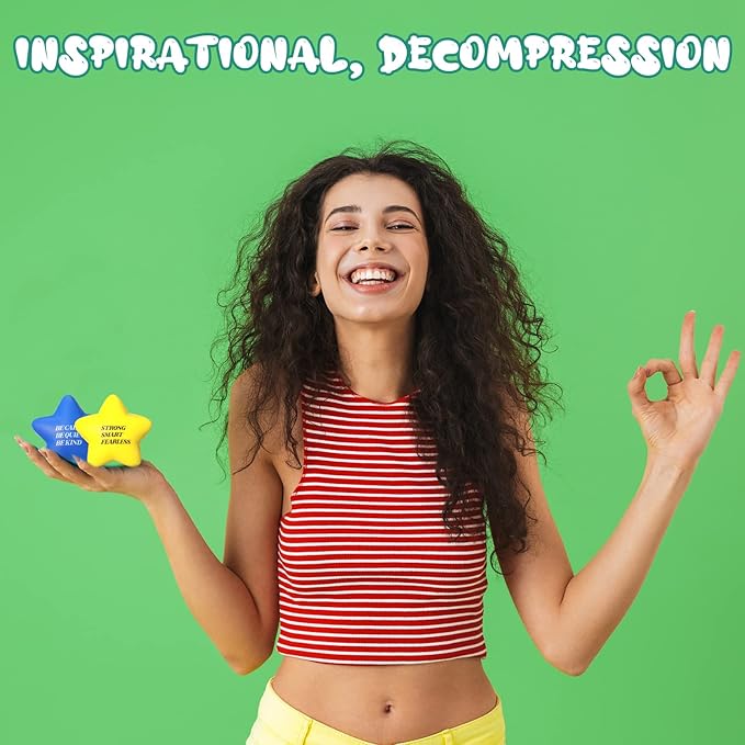 Kasyat 20 Pcs Star Stress Balls - 2.16" Motivational Squeeze Toys for Adults, Teens, Students & Party Favors