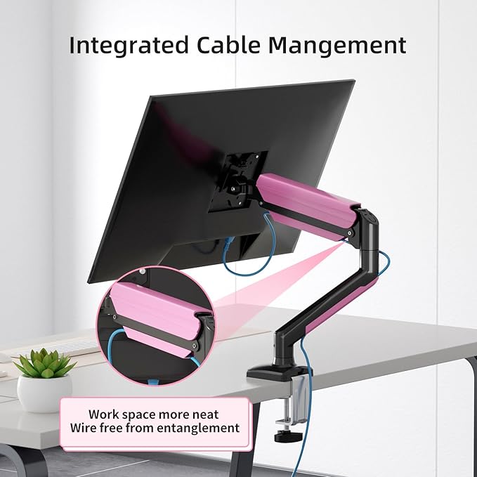 suptek Single Monitor Mount for 13-32 inch, Adjustable Gas Spring Monitor Arm Desk Mount Stand, 4.4-19.8lbs Screen, with VESA Mount 75x75/100x100mm(MD01ABP)