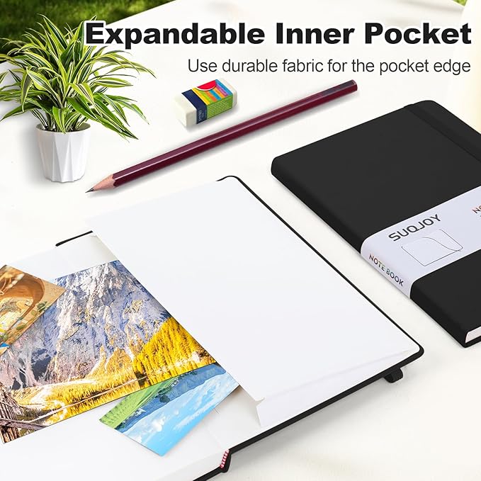 Lined Journal Notebooks for Writing, 100 GSM Thick Paper, Hardcover Notebook, A5 College Ruled Notebook, Journaling Notebook for School/Travel/Office (8 Pack, Black)