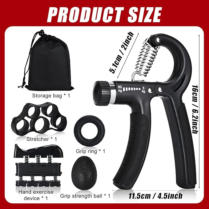 Hand Grip Strengthener,Grip Strength Trainer,22-132 Lbs Adjustable Resistance Forearm Exerciser Workout for Rehabilitation Athletes Climbers Musicians