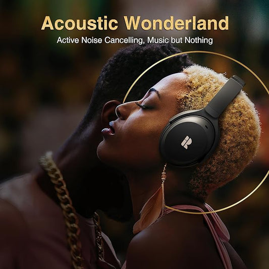 Bluetooth Headphones, Premium Active Noise Cancelling Wireless Headphones Over Ear, 50H Playtime, Hi-Res Audio, Deep Bass, Memory Foam Ear Cups for Travel, Home Office