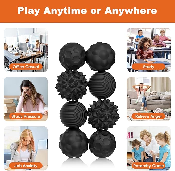 4 Pieces Fidget Toys Adults Magnetic Fidget Balls Silicone Magnetic Fidgets Anxiety Relief Items for Anxiety ADHD Portable Desk Toys for Office Travel Home Party Gift Class Prizes(Black, 4)