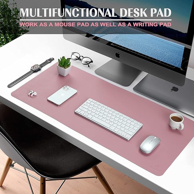 K KNODEL Large Office Leather Desk Mat, Mouse and Keyboard Pad, Computer and Laptop Mat, Desktop Protector and Cover, Writing Pad and Blotter (35.4"x17", Purple)