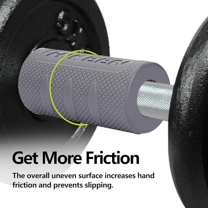 Hikeen Thick Bar Dumbbell Grips,Non Slip Hard Rubber Barbell Grips,Grips for Weight Lifting, Muscle Building-1.77", 2", 2.25" & 2.75" Outer Diameter