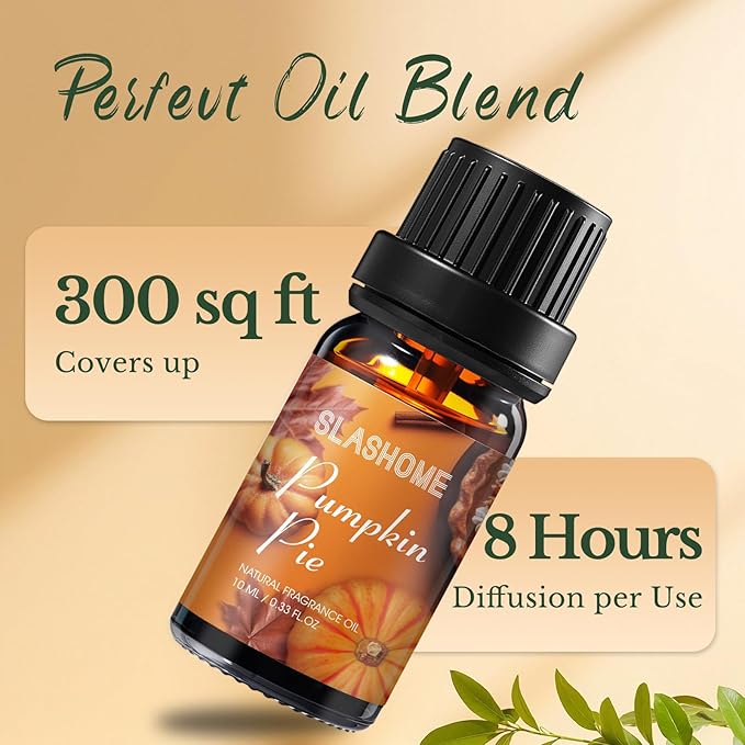 Fall Essential Oils for Diffuser, 8 Pack 0.34 fl oz Autumn Scents with Pumpkin, Cinnamon, Apple & More, Fall Scented Essential Oils Gift Set for Home Fragrance, Relaxation & Fall Gifts