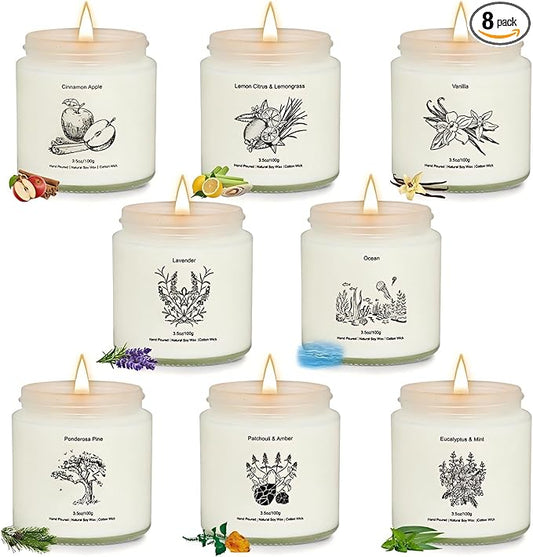 8 Pack Candles for Home Scented, Gifts for Women,Aromatherapy Candle Set for Women, Natural Soy Wax Jar Candles Set, Candle Gifts for Mother's Day, Birthday, Valentine's Day