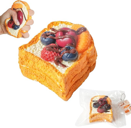 Squishy Toys, Taba Squishies Fidget Toys for Kids, Stress Balls for Adults, Sensory Toys for Autism, Squeeze Gifts, Anxiety Relief Party Favors for Girls & Boys (Fruit Toast)