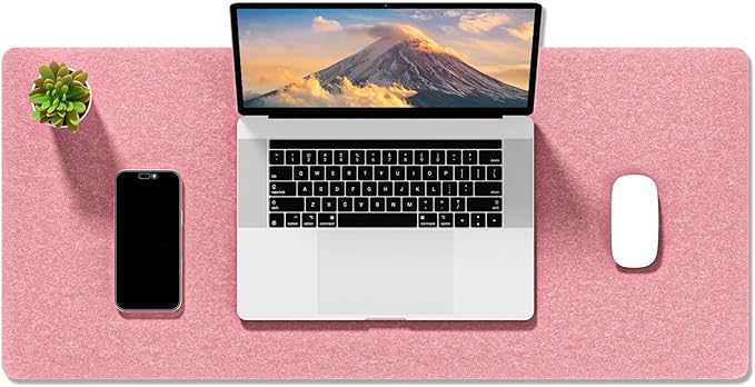 Auhoahsil Felt Desk Mat, Minimalist Large Mouse Pad XL 31.5 x 11.8 in, Desk Matt for Desktop, Keyboard, Laptop, Computer, Office, Work from Home, Gaming, Pink