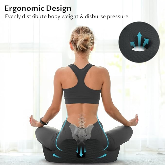 Ryoko Seat Cushion, X Large Memory Seat Cushion for Office Chairs, Car Seat, Airplane, Wheelchair, Pressure Relief Sciatica and Tailbone Pain Relief for Long Sitting Office Workers, Car Drivers