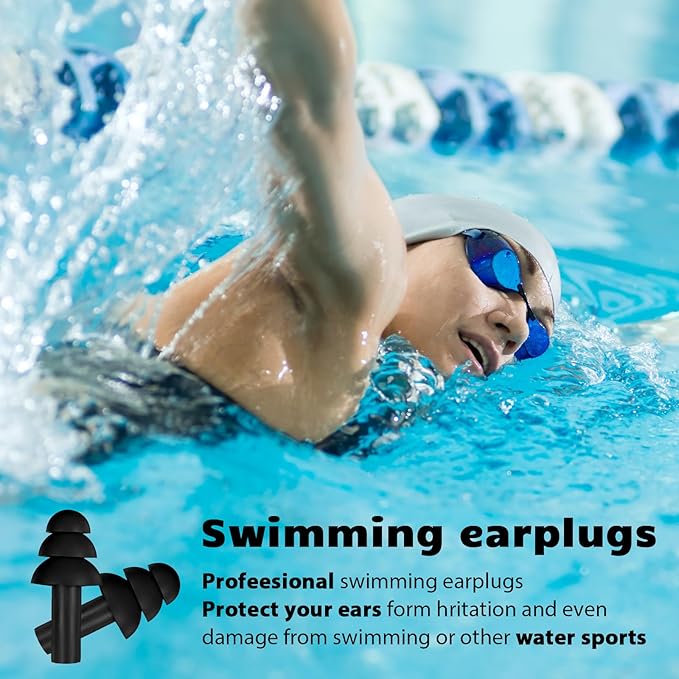 Tondiamo 150 Pairs Ear Plugs Bulk Individually Wrapped Silicone Ear Plugs with Carry Case Soft Reusable Noise Cancelling Earplugs for Sleeping Swimming Concerts Shooting Noise Reduction(Black)