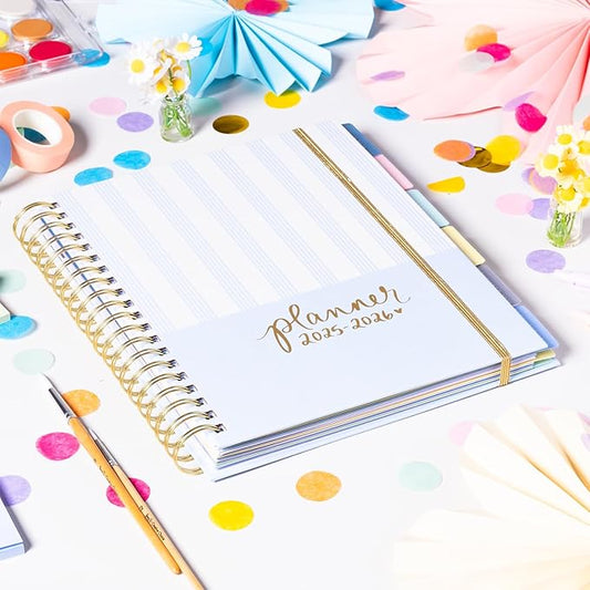 2025-2026 Eccolo Large Spiral Agenda Planner, Hardcover, Weekly & Monthly Views, 18 Tabbed Months, Inspiring Graphics and Quotes (Extra Large - 9" x 10.5")