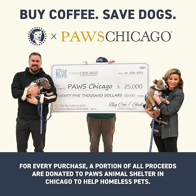 Stella Blue Whole Bean Coffee, Miss Peaches Blend, Medium Roast, Citrus, Caramel and Fruity Notes, 100% Arabica, Ethically Sourced from Central and South America, 12 oz bag