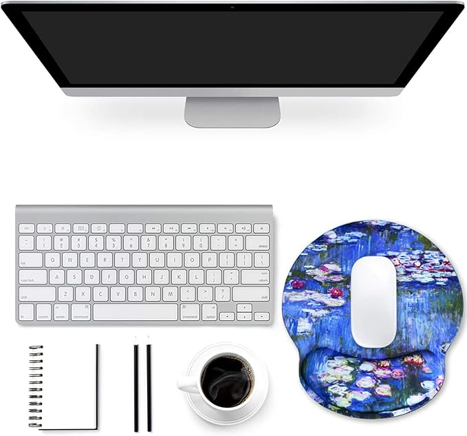 ToLuLu Mouse Pad Wrist Rest Support, Gel Mouse Pads with Non Slip Rubber Base Memory Foam Mousepad, Mouse Wrist Rest Pad for Laptop Computer Home Office Working Gaming Pain Relief, Monet Water Lilies