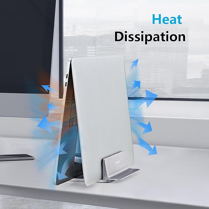 JARLINK Vertical Laptop Stand, Aluminum Laptop Holder Desktop Stand with Adjustable Dock Size (up to 17.3 inches) Compatible with All MacBook/Surface/Dell/Gaming Laptops (Silver)