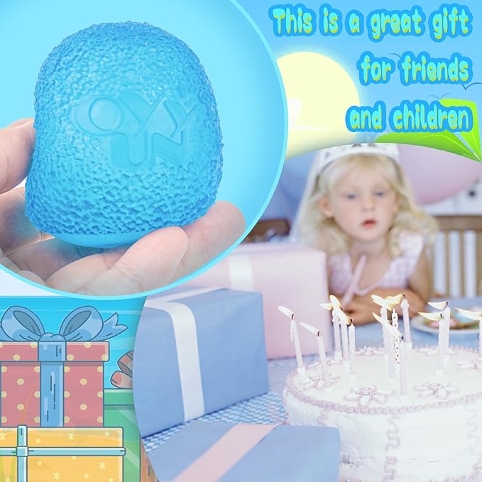 Textured Stress Ball - Fidget Toys for Anxiety Stress Relief, Hand Therapy Squishy Ball, Fidgets for Classroom Student, Fidget Toy for Kids Adults Children Teens (Blue Ellipsoid)