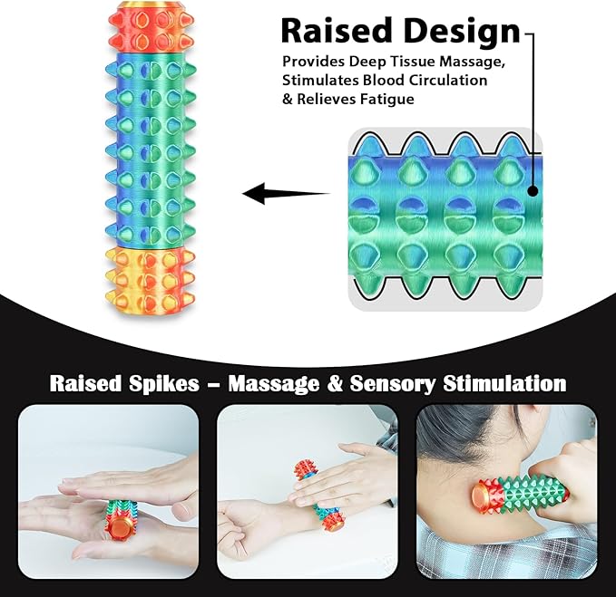 Little Pain Stim Ouchies Fidget Toys for Adults,3D Printed Spiky Pain Stim, Sensory Fidget for Stress & Anxiety Relief, ADHD, Autism,Office Desk Toys, Gifts for Men & Friends (Green Red)